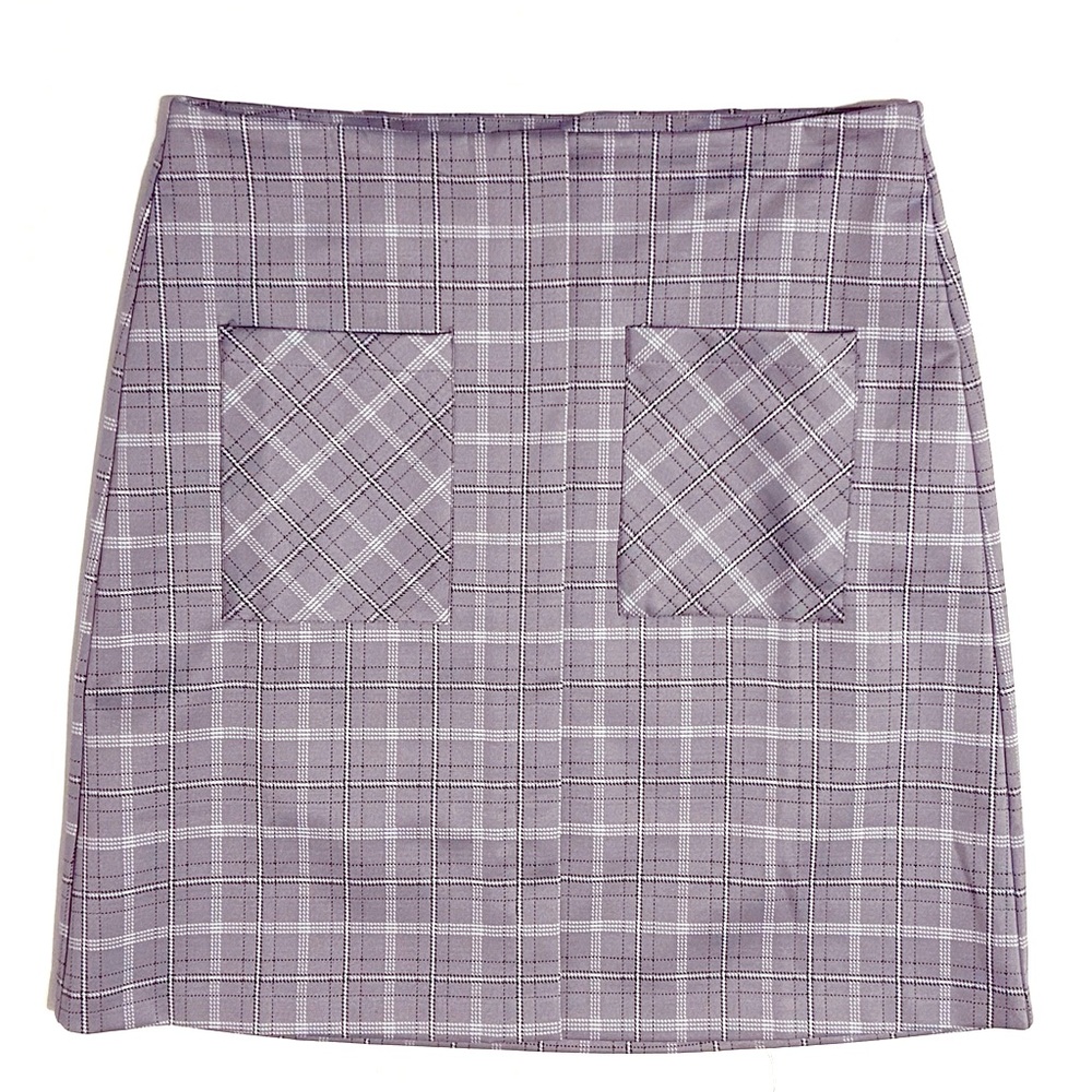 Gray Plaid Mini Skirt Cato